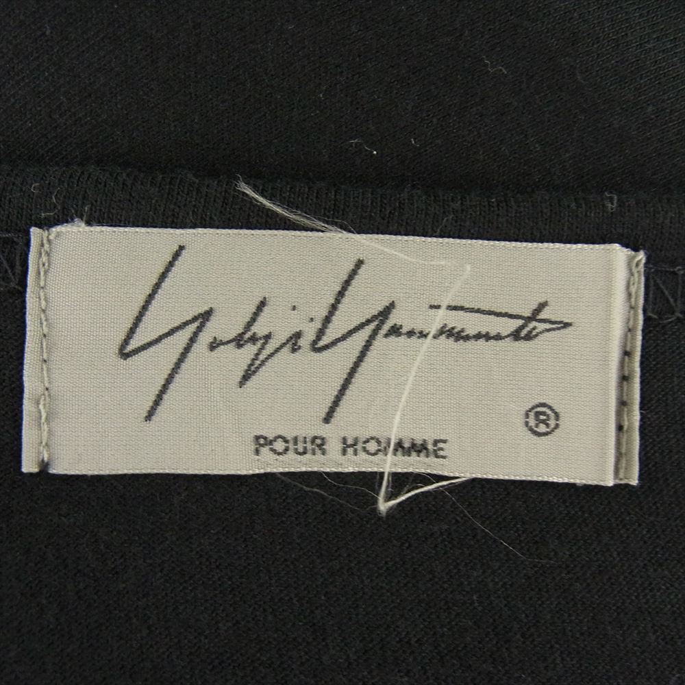 Yohji Yamamoto POUR HOMME ヨウジヤマモトプールオム 17AW HK-T41-082 スタッフ プリント 丸長 長袖 Tシャツ カットソー ブラック系 3【中古】