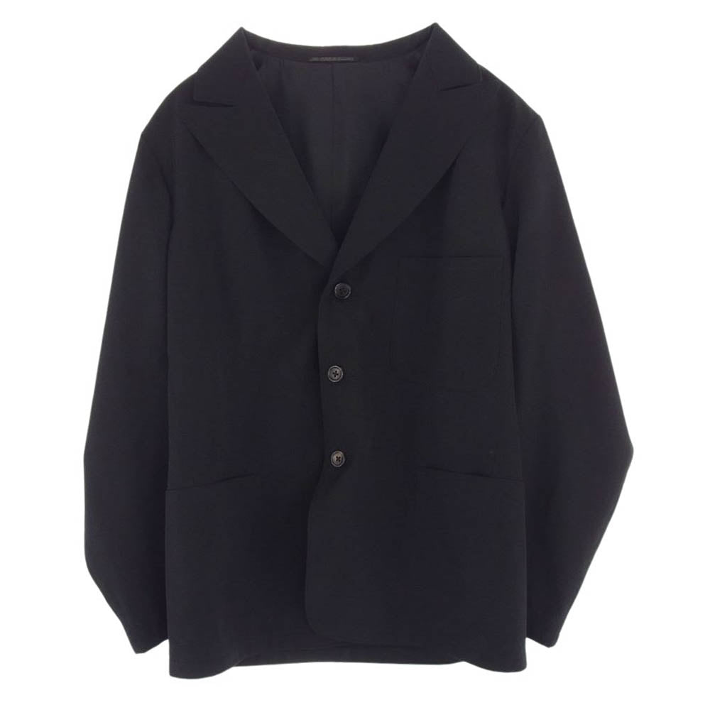 Yohji Yamamoto POUR HOMME ヨウジヤマモトプールオム シワギャバ ウールギャバジン 背抜き仕立て ピークトラペル 3B テーラード ジャケット ブラック系 2【中古】