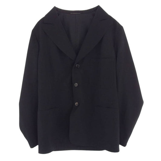 Yohji Yamamoto POUR HOMME ヨウジヤマモトプールオム シワギャバ ウールギャバジン 背抜き仕立て ピークトラペル 3B テーラード ジャケット ブラック系 2【中古】