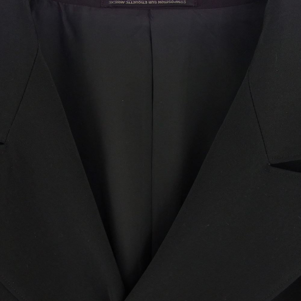 Yohji Yamamoto POUR HOMME ヨウジヤマモトプールオム シワギャバ ウールギャバジン 背抜き仕立て ピークトラペル 3B テーラード ジャケット ブラック系 2【中古】