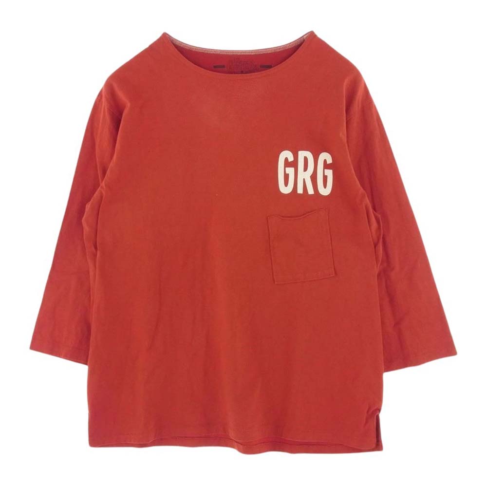 GERUGA ゲルガ HEAVEY DUTY POCKET T.Q.S T-S GRG ロゴ プリント 7分丈カットソー ポケット Tシャツ レッド レッド系 5【中古】