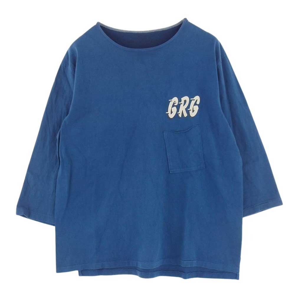 GERUGA ゲルガ HEAVEY DUTY T.Q.S T-S GRG ロゴ プリント 7分丈カットソー ポケット Tシャツ ブルー  ブルー系 5【中古】