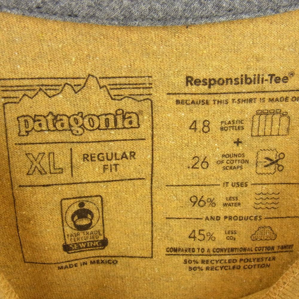 patagonia パタゴニア 38518 レスポンシビリティー ロゴ ロングスリーブカットソー 長袖 Ｔシャツ イエロー系 XL【中古】