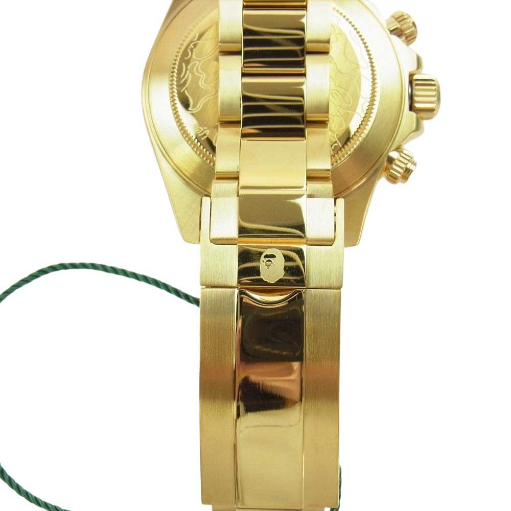 A BATHING APE アベイシングエイプ 1j30187016 TYPE 4 BAPEX CRYSTAL STONE GLD M クリスタル ストーン クオーツ 腕時計【新古品】【未使用】【中古】