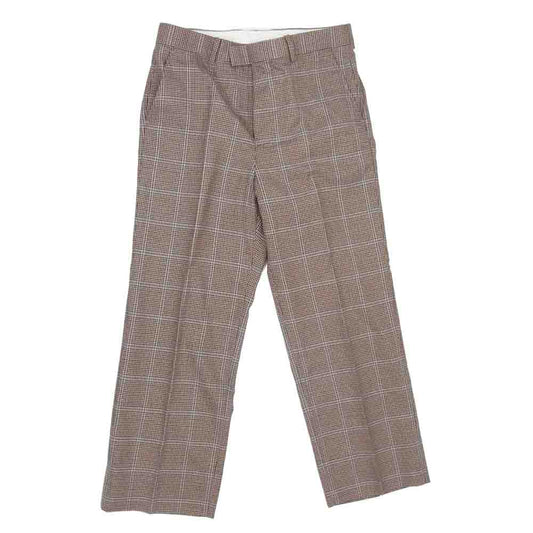 Adam et Rope' アダムエロペ GMS-19070-B 千鳥格子 チェック ストレート ウール ワイド スラックスパンツ ブラウン系 M【中古】