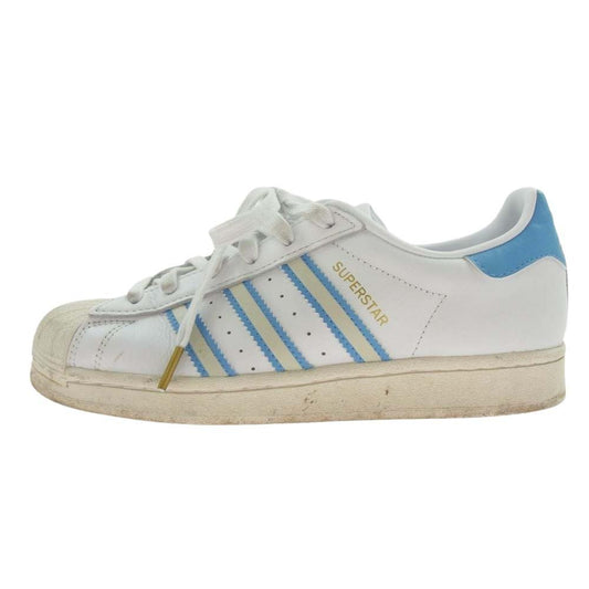 adidas アディダス GX9876 SUPERSTAR スーパースター ローカット スニーカー ホワイト系 ライトブルー系 24.5cm【中古】