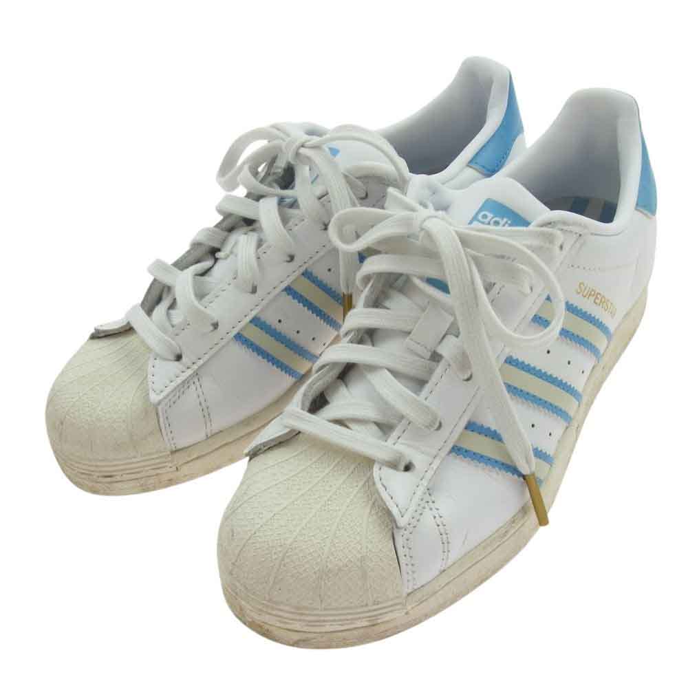 adidas アディダス GX9876 SUPERSTAR スーパースター ローカット スニーカー ホワイト系 ライトブルー系 24.5cm【中古】