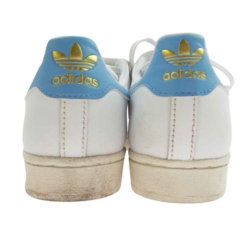 adidas アディダス GX9876 SUPERSTAR スーパースター ローカット スニーカー ホワイト系 ライトブルー系 24.5cm【中古】