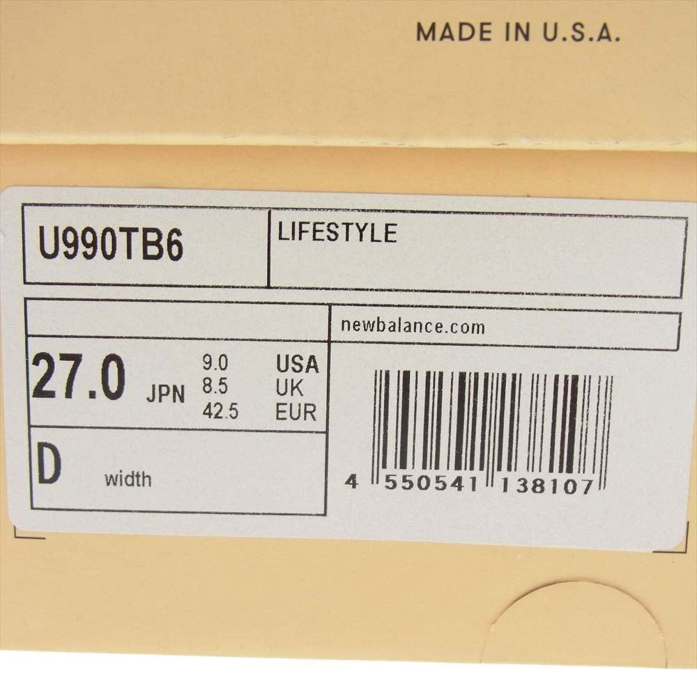 NEW BALANCE ニューバランス U990TB6 フェイクバスターズ鑑定済 Made in USA 990 v6 TB6 スエード ローカット スニーカー グリーン系 27ｃｍ【極上美品】【中古】