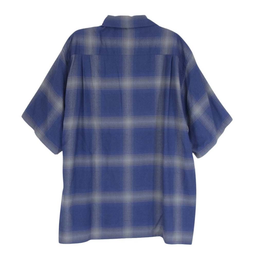 WACKO MARIA ワコマリア OMBRAY CHECK SHIRT レーヨン オンブレ チェック 半袖 シャツ ネイビー系 S【中古】