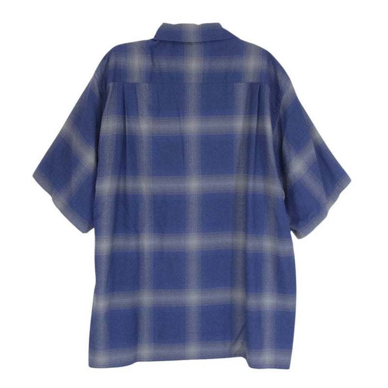 WACKO MARIA ワコマリア OMBRAY CHECK SHIRT レーヨン オンブレ チェック 半袖 シャツ ネイビー系 S【中古】