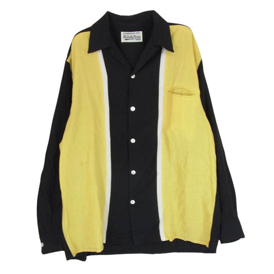 WACKO MARIA ワコマリア TWO-TONE 50's SHIRTS ツートン オープンカラー 開襟 長袖 シャツ ブラック系 M【中古】