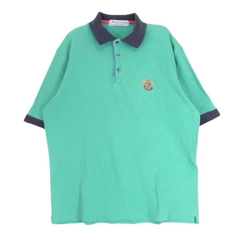 BURBERRY バーバリー burberrys ワンポイント 刺繍 ロゴ 半袖 ポロシャツ グリーン系 XL【中古】