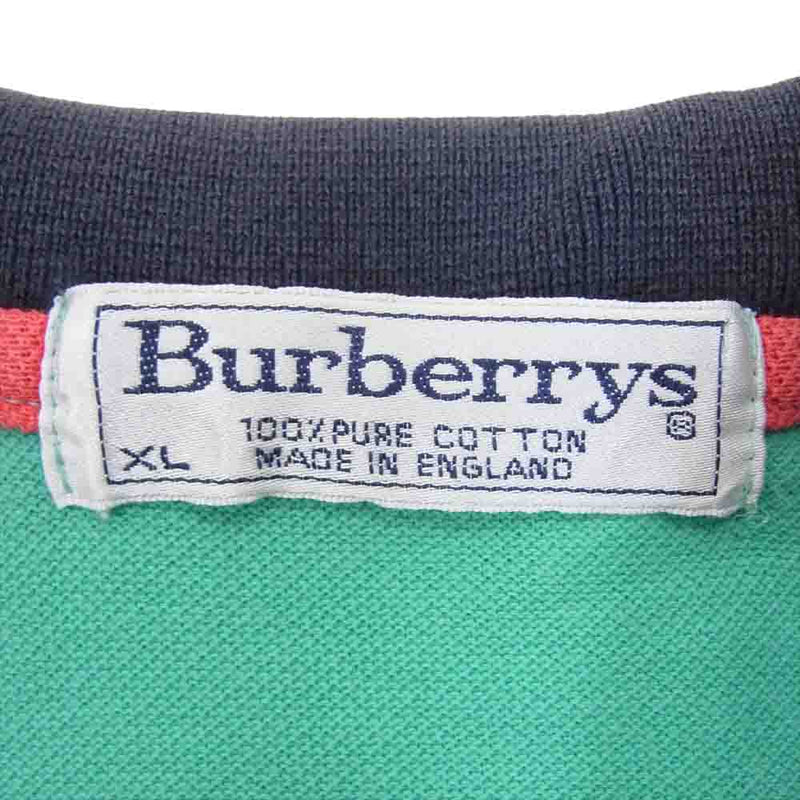 BURBERRY バーバリー burberrys ワンポイント 刺繍 ロゴ 半袖 ポロシャツ グリーン系 XL【中古】