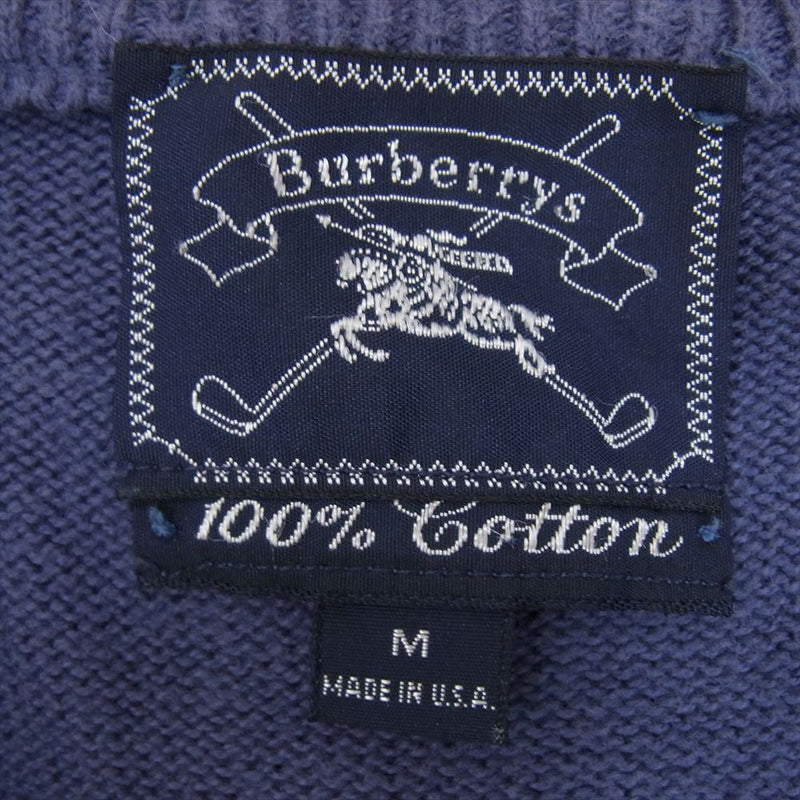 BURBERRY バーバリー burberrys ロゴ 刺繍 Vネック ニット ベスト ネイビー系 M【中古】