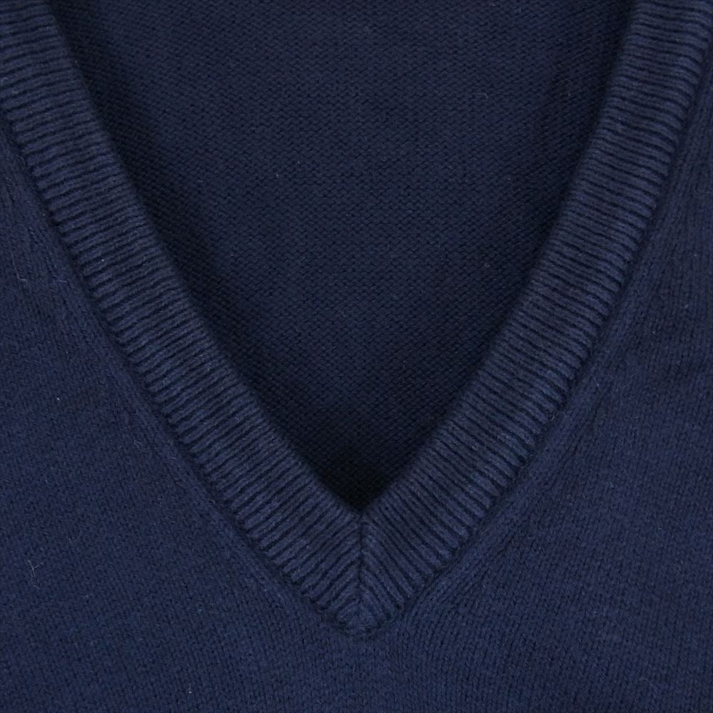 BURBERRY バーバリー burberrys ロゴ 刺繍 Vネック コットン ニット ネイビー系 42【中古】