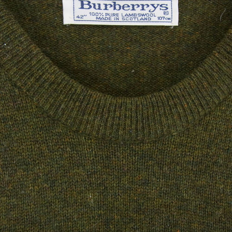 BURBERRY バーバリー burberrys ゴルフ ロゴ 刺繍 ニット グリーン系 42【中古】