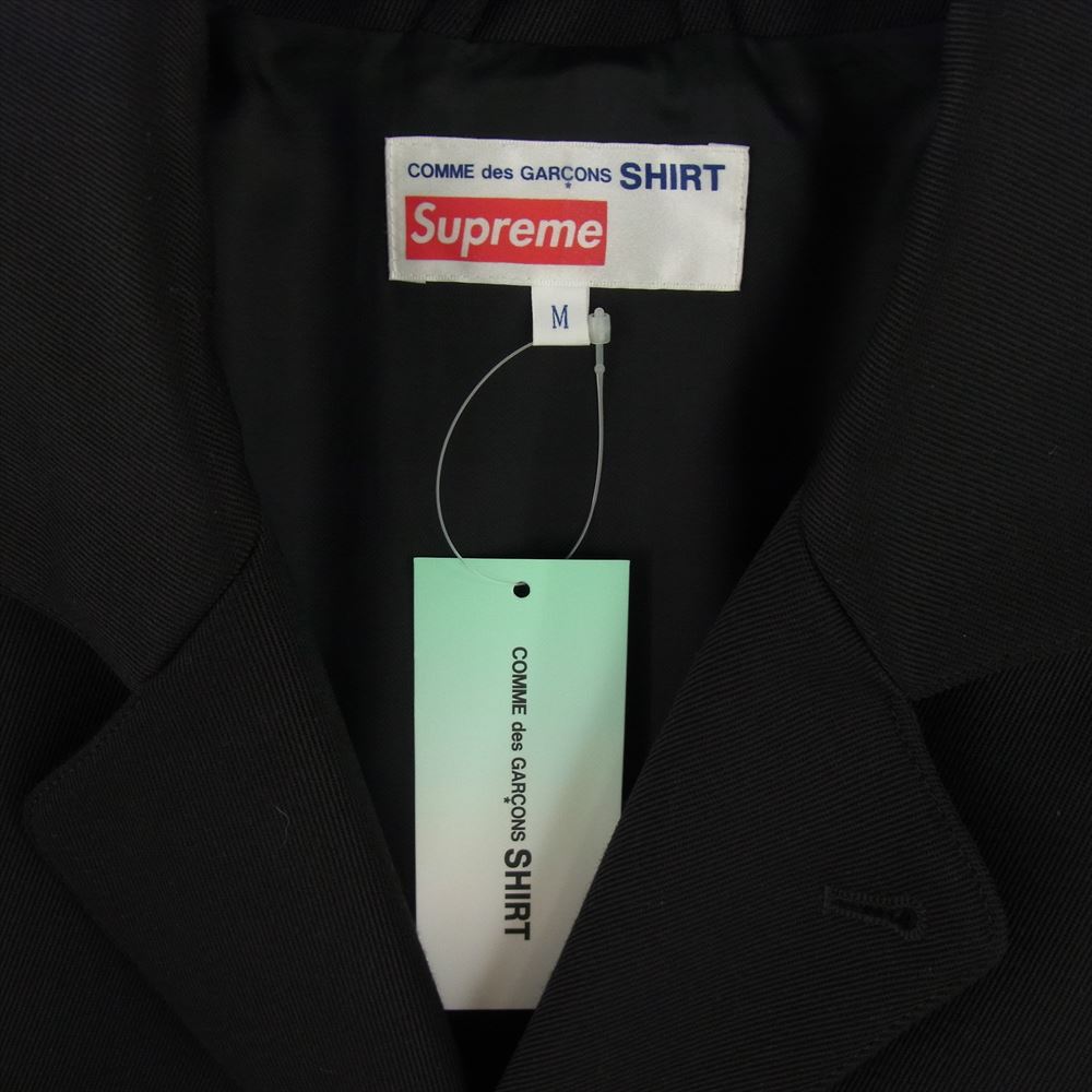 Supreme シュプリーム 18AW  J7FW18  × COMME des GARCONS SHIRT Wool Blend Overcoat コムデギャルソンシャツ ウールブレンド  スプリットロゴ オーバー チェスター コート ブラック系 M【極上美品】【中古】