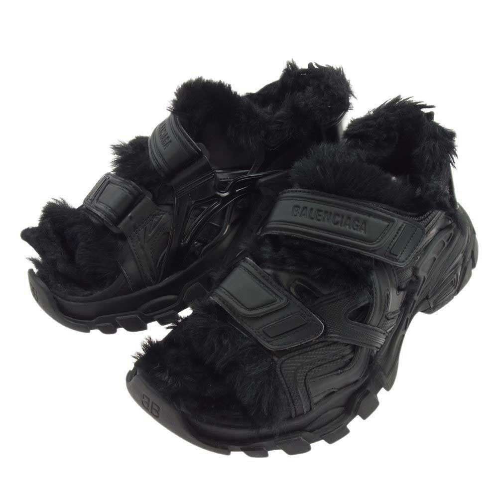 BALENCIAGA バレンシアガ 668561 Track Sandal Eco Fur  Black トラック サンダル エコファー ブラック ブラック系 41【中古】