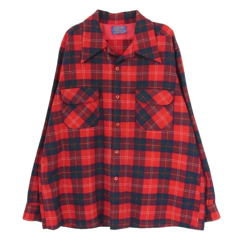 PENDLETON ペンドルトン 70s USA製 ヴィンテージ ウール チェック 長袖 シャツ レッド系 XL【中古】