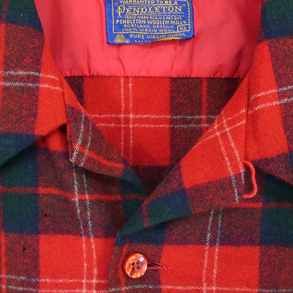 PENDLETON ペンドルトン 70s USA製 ヴィンテージ ウール チェック 長袖 シャツ レッド系 XL【中古】