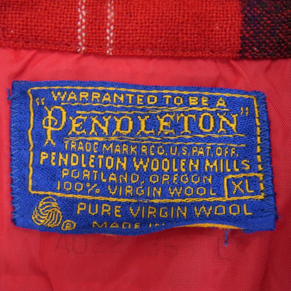 PENDLETON ペンドルトン 70s USA製 ヴィンテージ ウール チェック 長袖 シャツ レッド系 XL【中古】