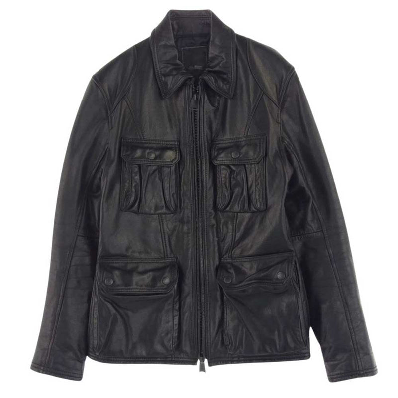 TETE HOMME テットオム 1141906-1 牛革 カウレザー ジップ シングル レザー ジャケット ブルゾン ブラック系 6【中古】