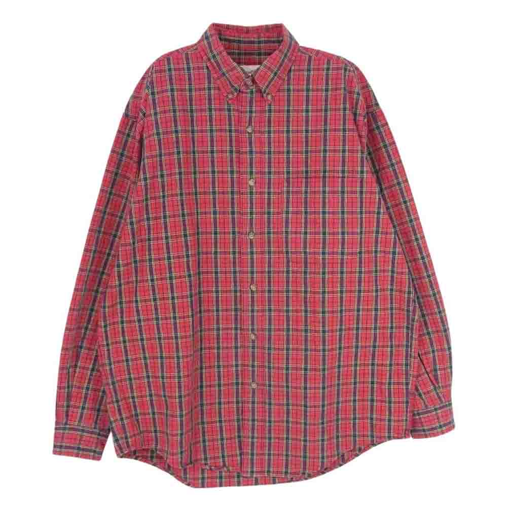 Eddie Bauer エディー・バウアー 90s ボタンダウン チェック 長袖 シャツ レッド系 サイズ表記無【中古】