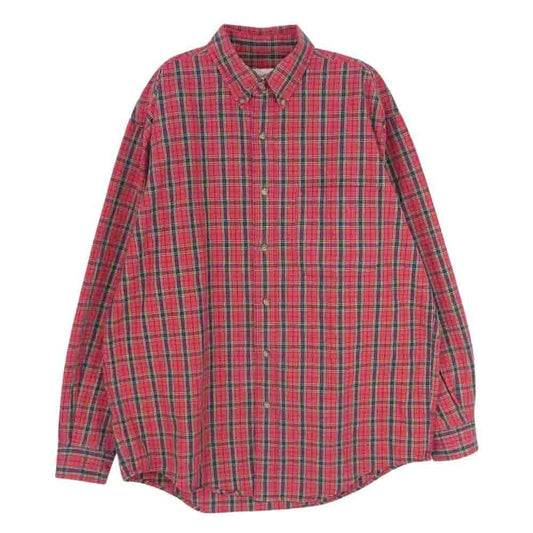 Eddie Bauer エディー・バウアー 90s ボタンダウン チェック 長袖 シャツ レッド系 サイズ表記無【中古】