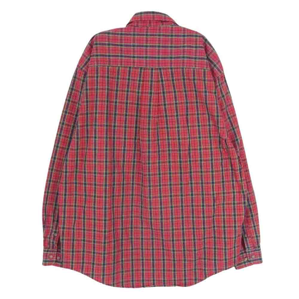 Eddie Bauer エディー・バウアー 90s ボタンダウン チェック 長袖 シャツ レッド系 サイズ表記無【中古】