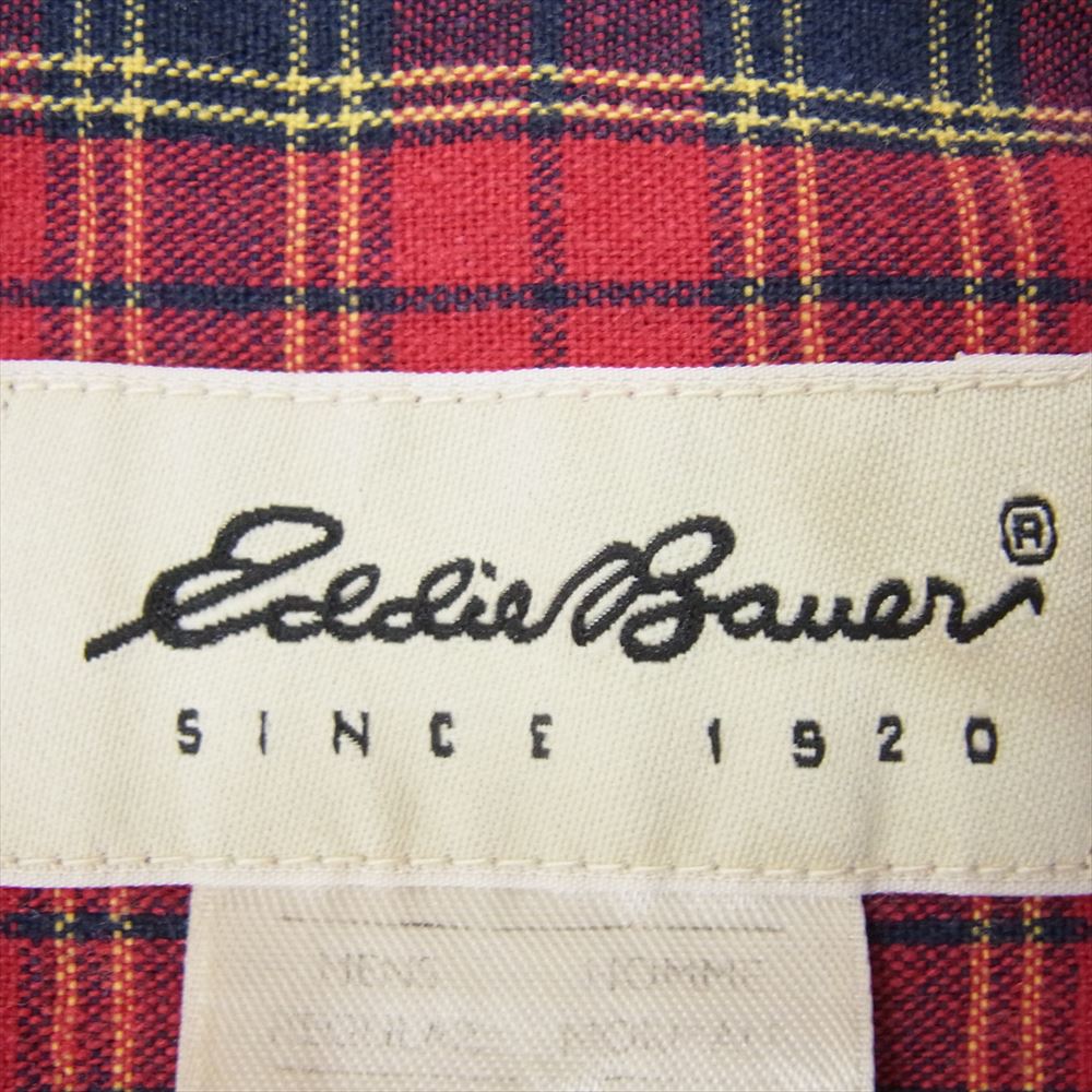Eddie Bauer エディー・バウアー 90s ボタンダウン チェック 長袖 シャツ レッド系 サイズ表記無【中古】