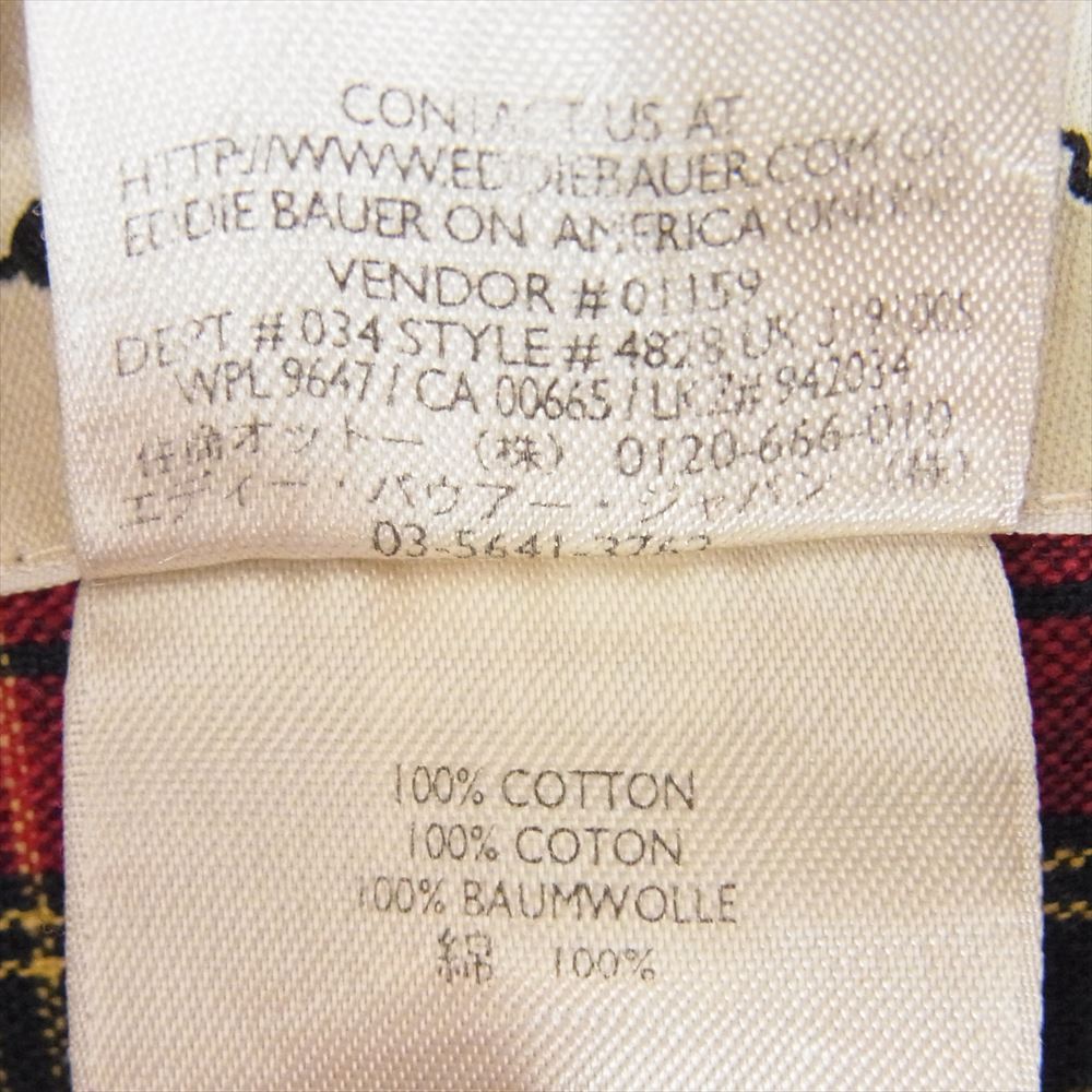 Eddie Bauer エディー・バウアー 90s ボタンダウン チェック 長袖 シャツ レッド系 サイズ表記無【中古】