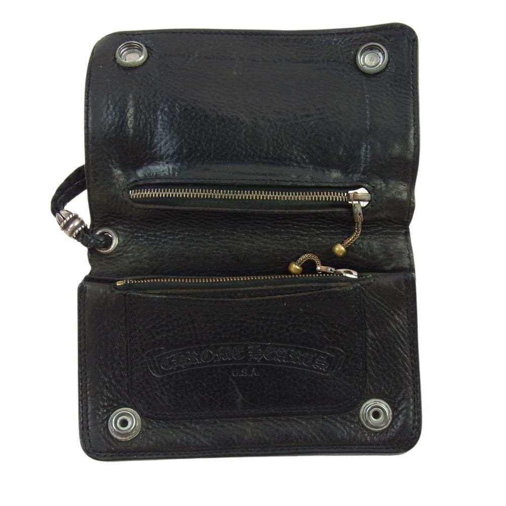 CHROME HEARTS クロムハーツ（原本無） 2ZIP 2ジップ クロスボールボタン ウォレット 二つ折り 財布【中古】