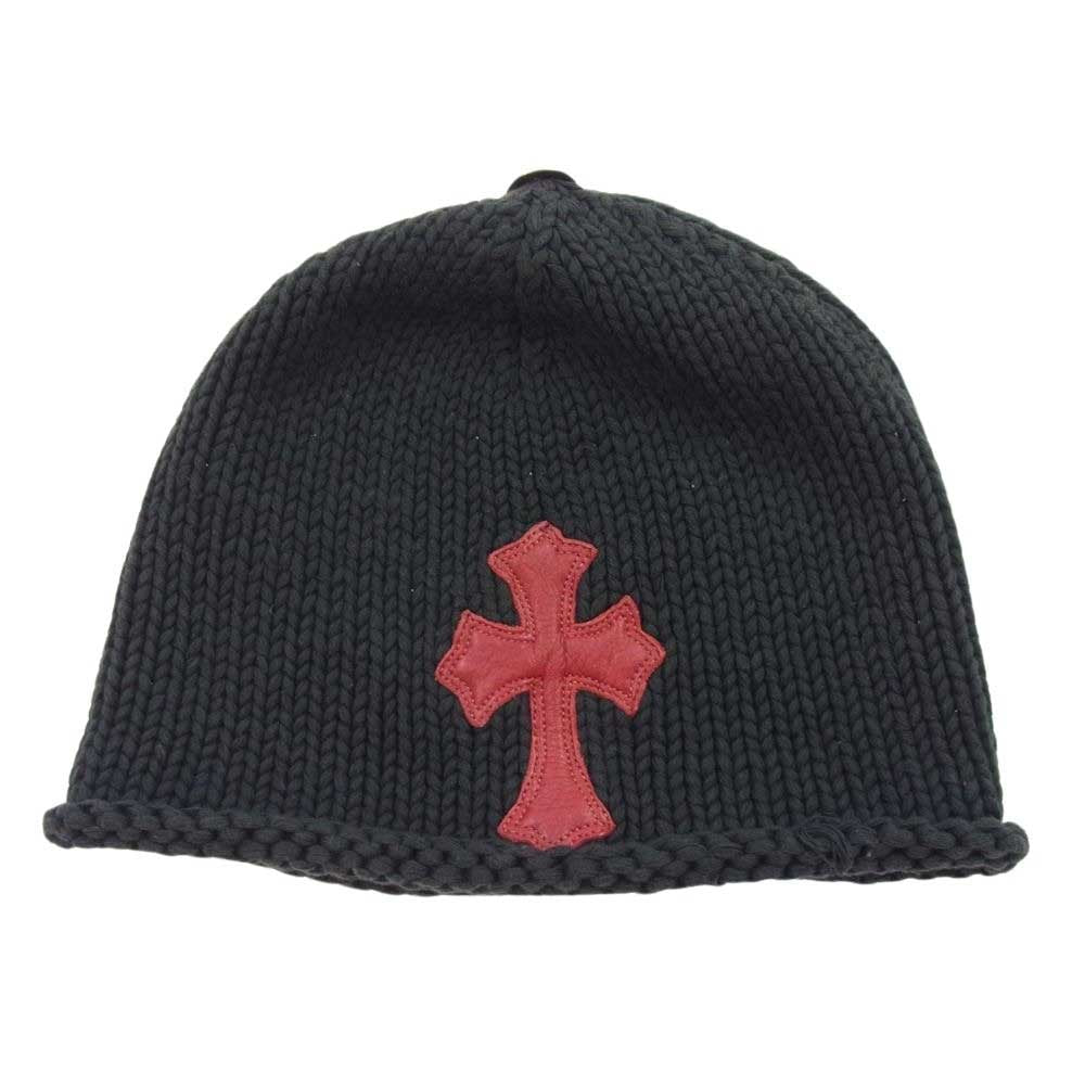 CHROME HEARTS クロムハーツ（原本無） gallerly ギャラリー 購入時証明書付き HAT BEENIE CH CROSS COTTON オールド レザークロスパッチ クロスボール ビーニー コットン ニットキャップ ブラック系【中古】