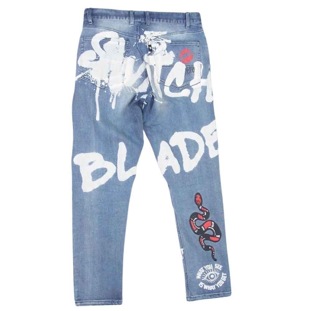 スイッチブレード 1001501 GRAPHIC PRINT DENIM PT INDIGO グラフィック プリント デニム パンツ インディゴブルー系 M【中古】