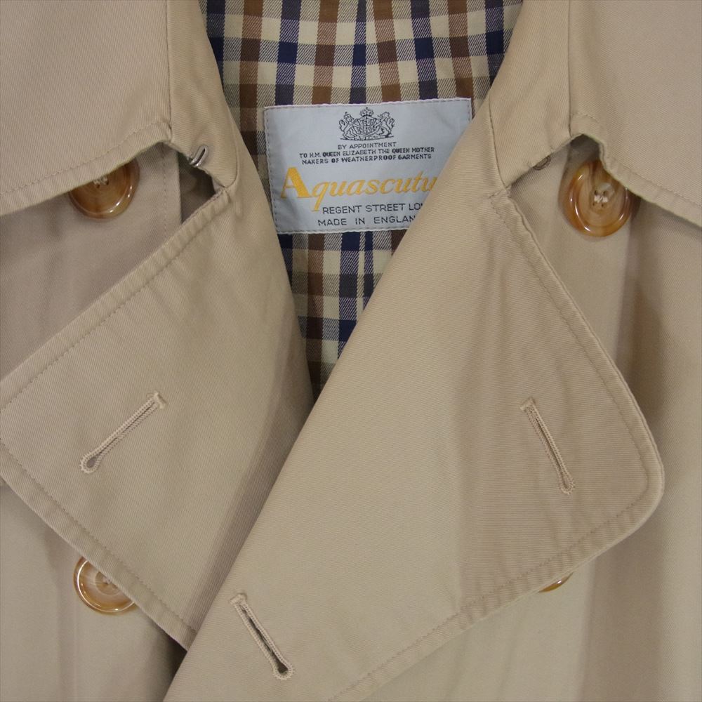 Aquascutum アクアスキュータム ネーム入り 英国製 ベルト付き トレンチ コート ベージュ系【中古】