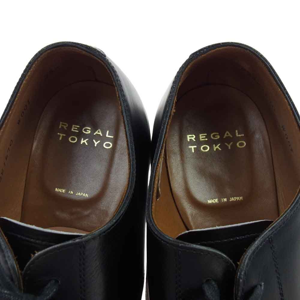 REGAL リーガル パンチドキャップトゥ レザー 外ばね シューズ ブラック系 25.5【美品】【中古】