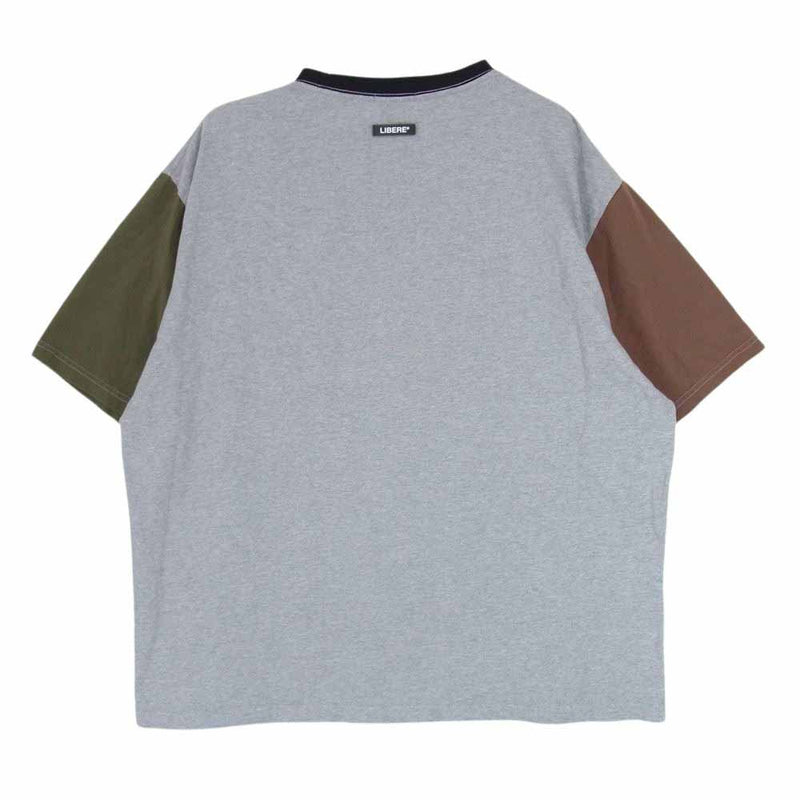 リベーレ MT COLOR POCKET TEE クレイジーパターン カレッジロゴプリント ポケット Tシャツ グレー系 S【中古】