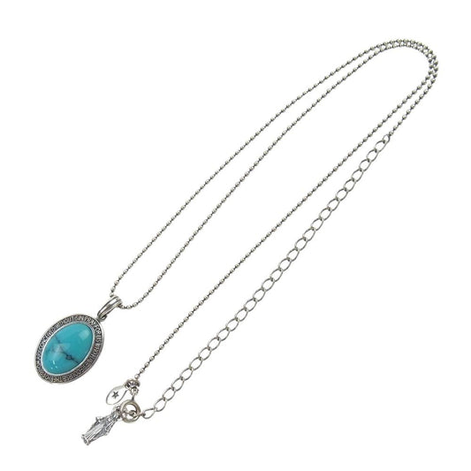 amp japan アンプジャパン ターコイズ チェーン付き ペンダント ネックレス シルバー系 ブルー系【中古】