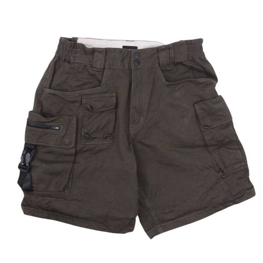 ラク コットン ハーフ カーゴ ショート パンツ カーキ系 L【中古】