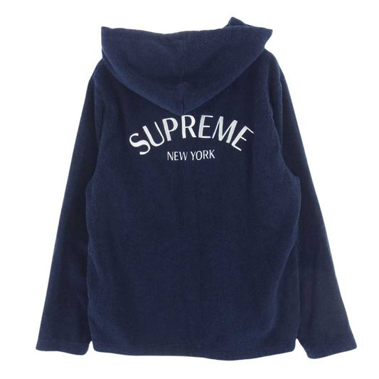 Supreme シュプリーム 16SS Terry Zip Up Sweat テリー ジップアップ スウェット パイル地 バックロゴ フーディー パーカー ネイビー系 M【中古】