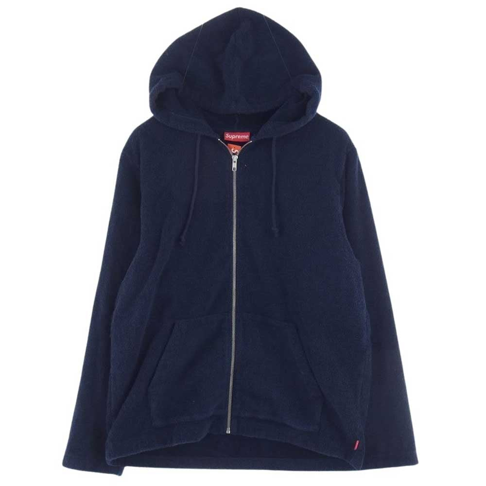 Supreme シュプリーム 16SS Terry Zip Up Sweat テリー ジップアップ スウェット パイル地 バックロゴ フーディー パーカー ネイビー系 M【中古】