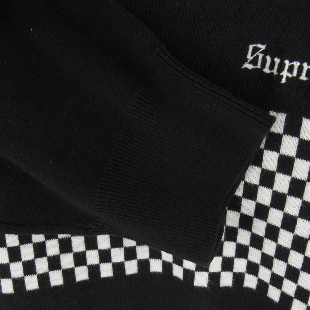 Supreme シュプリーム 18SS Checkered Panel Crewneck Sweater チェッカー パネル クルーネック セーター ブラック系 M【中古】