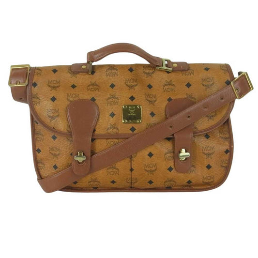 MCM エム・シー・エム 2WAY ショルダー ビジネス バッグ ブラウン系【中古】