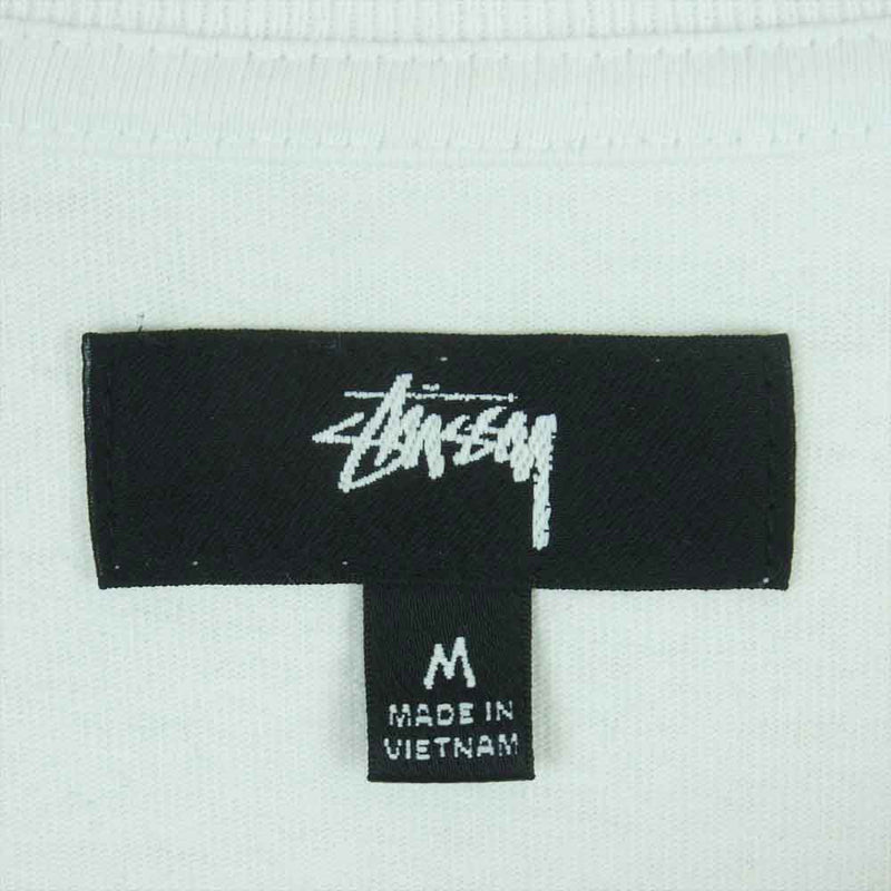 STUSSY ステューシー 1140271 Stock Logo Pocket ロゴ 刺繍 ポケット 半袖 Tシャツ コットン ベトナム製 ホワイト系 M【中古】