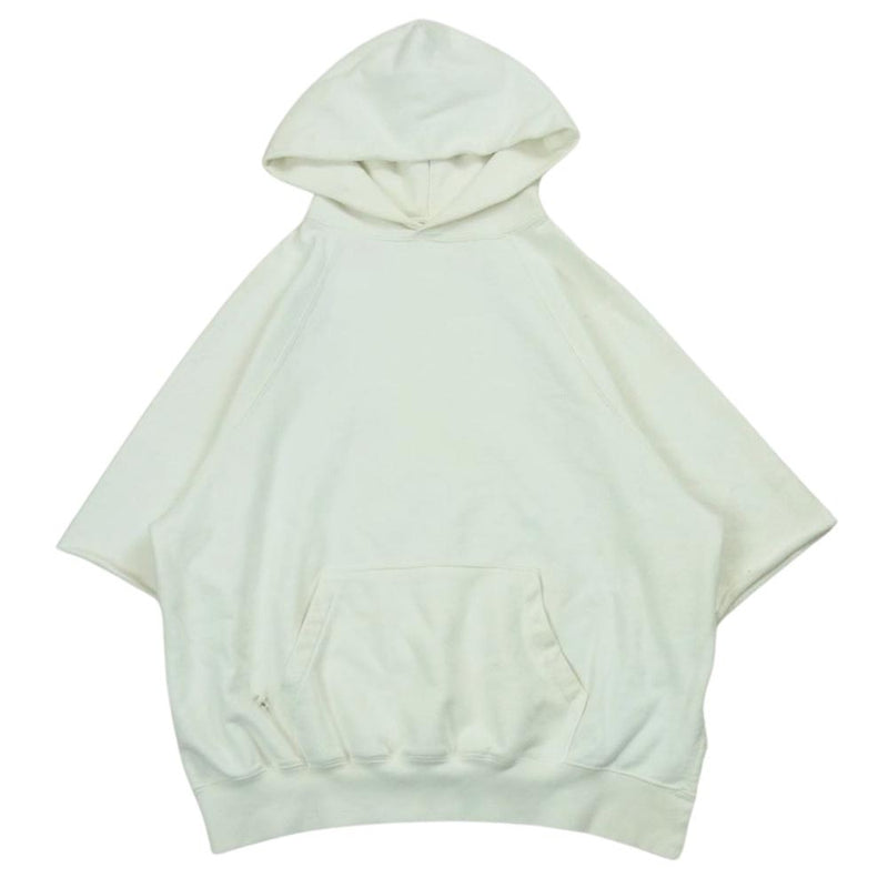 FEAR OF GOD フィアオブゴッド Essentials エッセンシャルズ Cutoff Sleeve Pullover Hoodie カットオフ パーカー 半袖 オフホワイト系 S【中古】