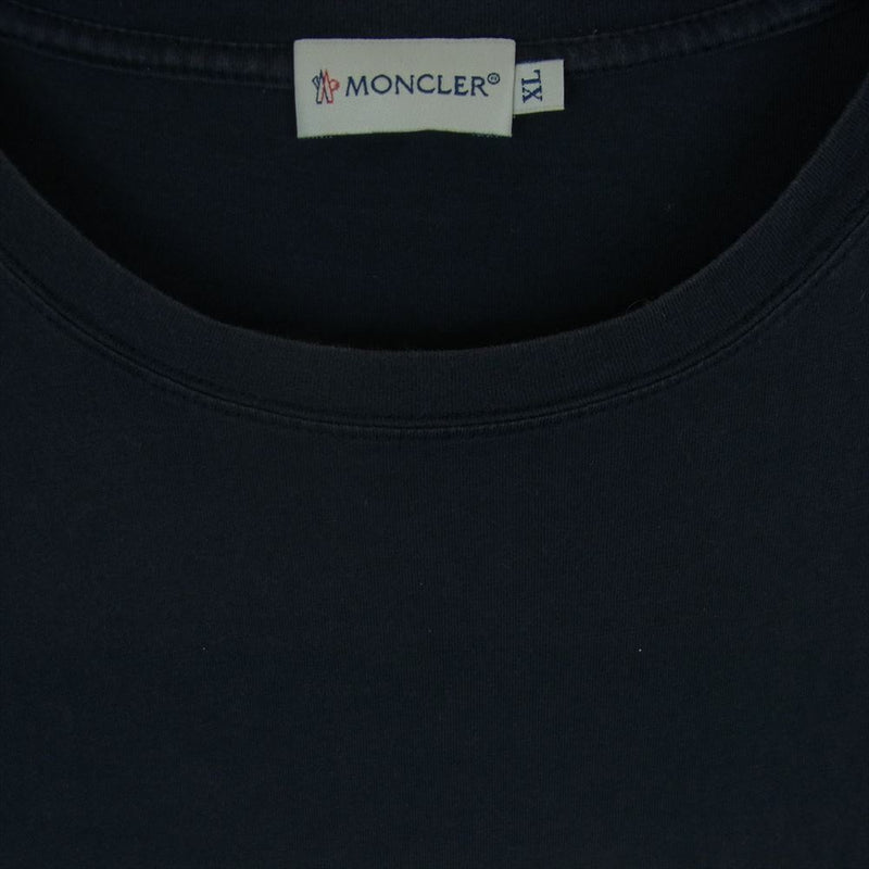 MONCLER モンクレール MAGLIA GIROCOLLO 切替 カットソー 長袖 Tシャツ ダークネイビー系 オフホワイト系 XL【中古】