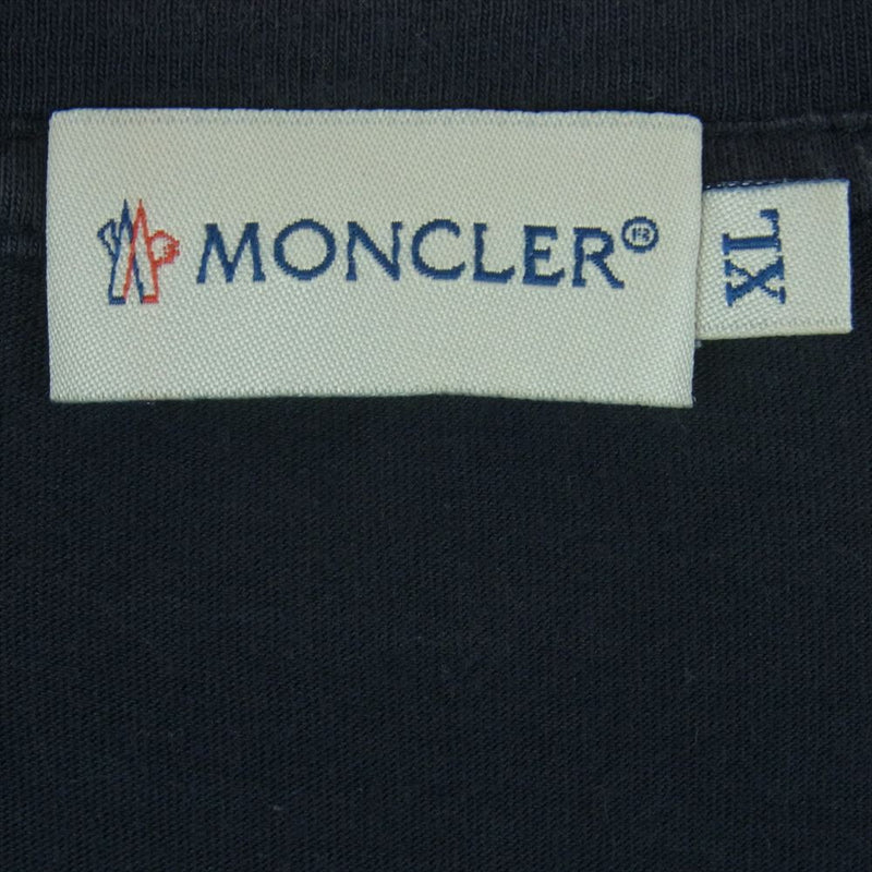 MONCLER モンクレール MAGLIA GIROCOLLO 切替 カットソー 長袖 Tシャツ ダークネイビー系 オフホワイト系 XL【中古】