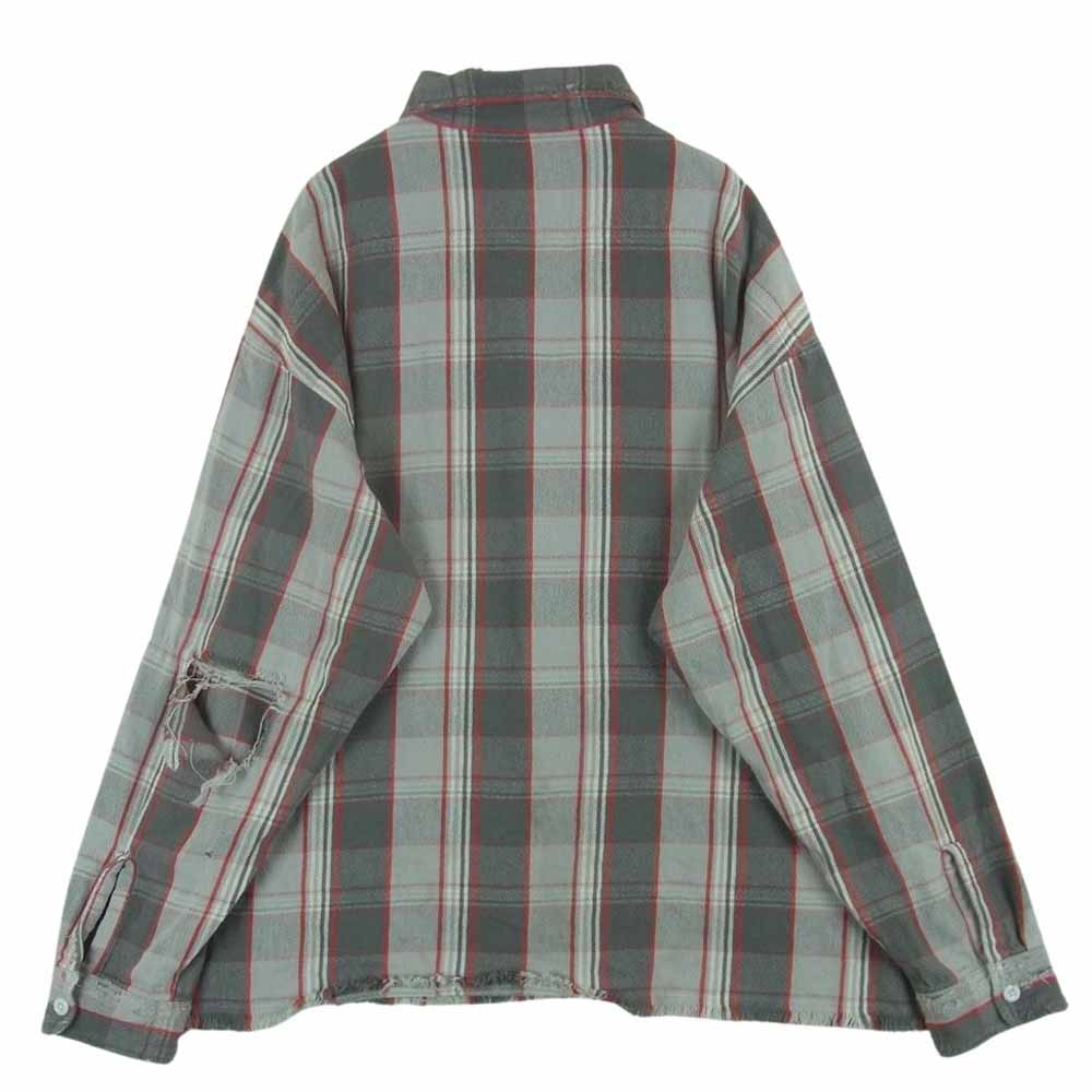 SAINT MICHAEL セントマイケル SM-A22-0000-060 X Shermer Academy チェック 長袖 シャツ グレー系 レッド系 M【中古】