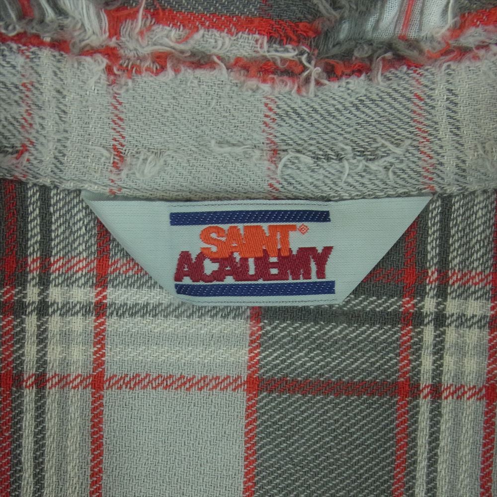 SAINT MICHAEL セントマイケル SM-A22-0000-060 X Shermer Academy チェック 長袖 シャツ グレー系 レッド系 M【中古】